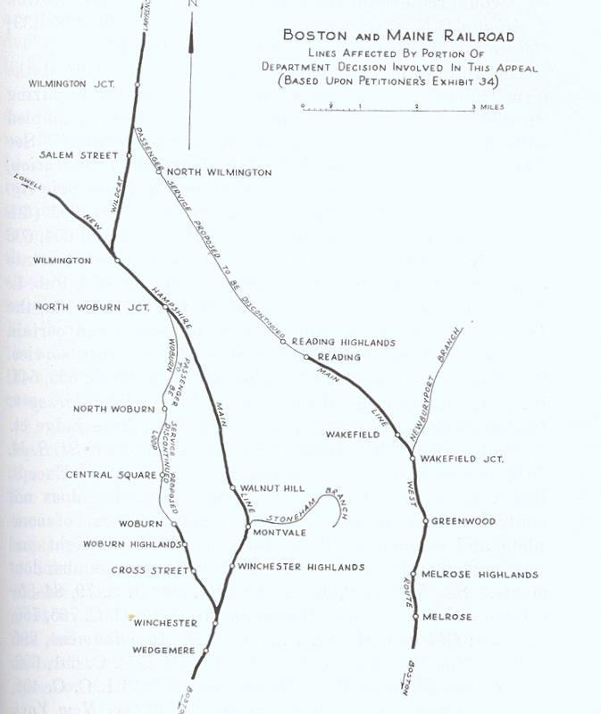 Boston and Maine Railroad Lines affected by portion of department decision involved in this appeal (Based upon Petitioner's Exhibit 34)